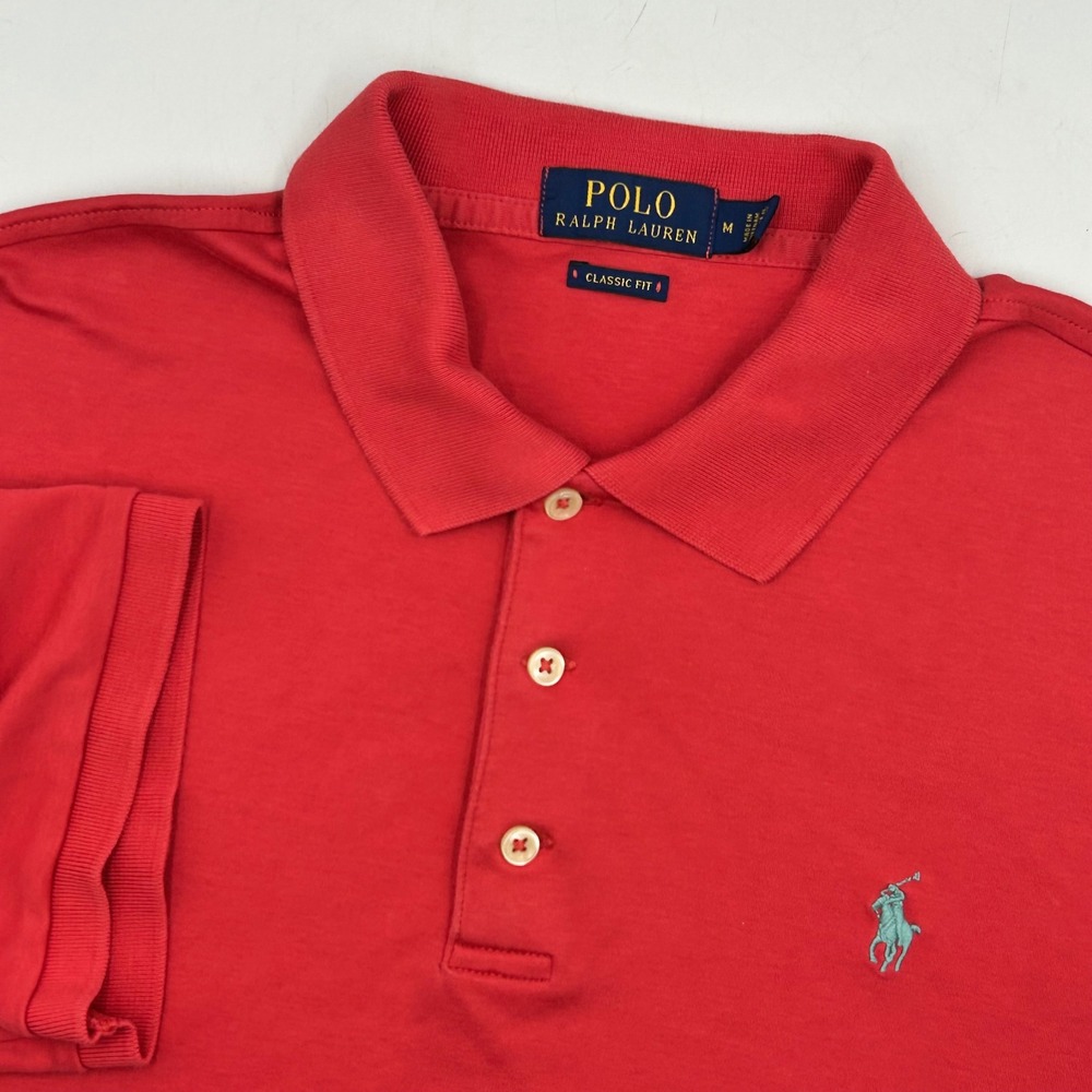 Polo Ralph Lauren Polo Shirt Red Mens Size Medium M Classic Fit Short Sleeve EUC